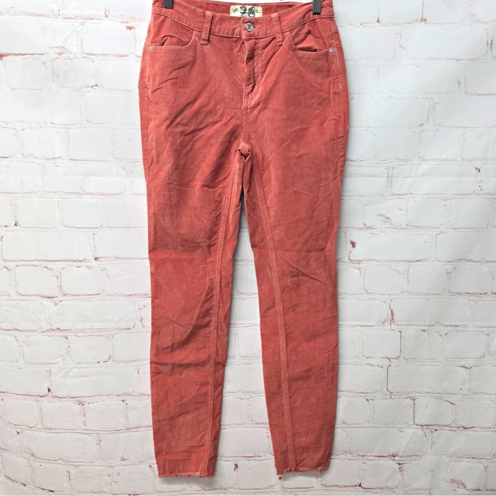 We The Free Pink Corduroy Skinny Pants Women's Slim Mid Rise Pockets 28"
